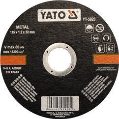 YT-5920 Disc Debitat Metale 115X1,2X22Mm