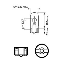 Bec Wbt10 12V/6W Cap W2.1x9.5d Blister 2 buc.