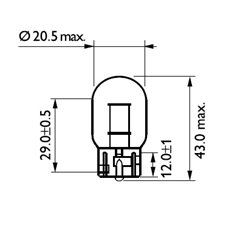 Bec W21W 12V/21W (All-Glass) Blister 2 buc.