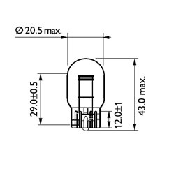 Bec W21/5W 12V/21/5W (All-Glass) Cu Soclu W3x16q Blister De 2 Buc.