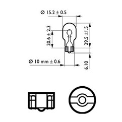 Bec W16W 12V/16W (All-Glass) W2.1x9.5d Blister 2 buc.