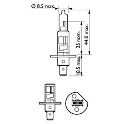 Bec H1 12V/55W +30% Philips Vision 1 buc. Capac De Carton P14.5S