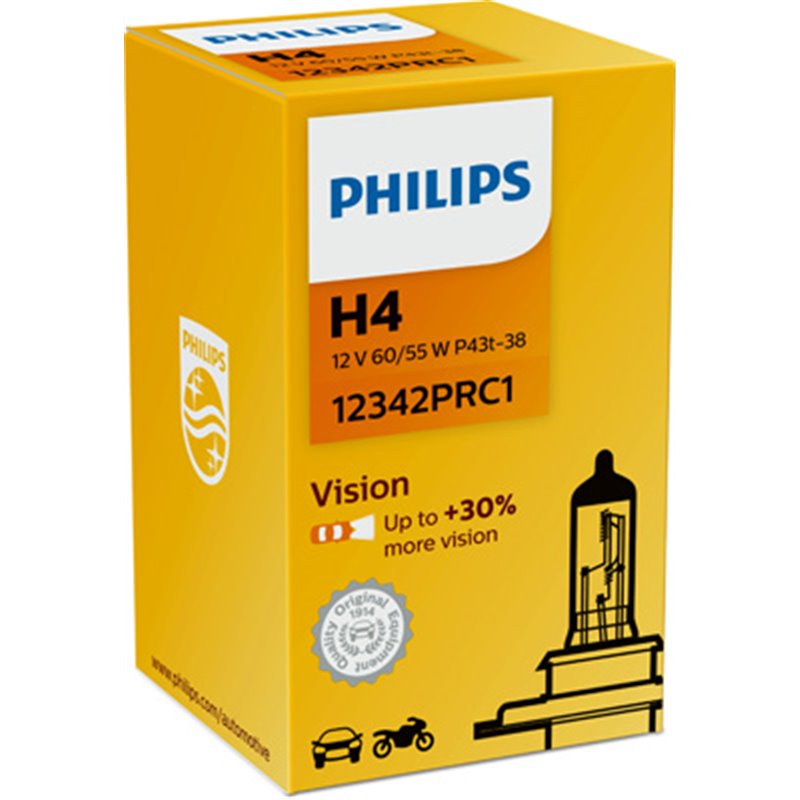 Bec H4 12V/60/55W +30% Philips Vision