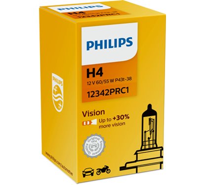 Bec H4 12V/60/55W +30% Philips Vision