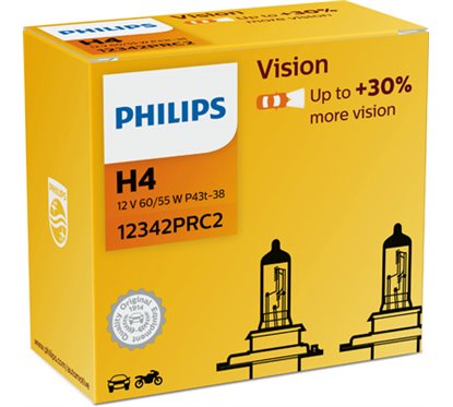 Bec H4 12V/60/55W +30% Philips Vision 2 buc.