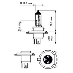 Bec H4 12V/60/55W +30% Philips Vision 2 buc.