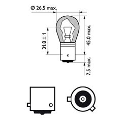 Bec PY21W 12V/21W Silvervision BAU15S(Crom, Stralucire Portocalie) PRet Pentru 2 Buc Blister 2 buc.