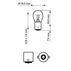 Bec P21W 12V/21W (Stop / Semnal De Intoarcere) PRet Pentru 2 buc. Philips Filament