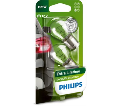 Bec P21W 12V/21W BA15S Longlife Ecovision2 buc. Blister PRet Pentru 2 Bucati Cu Un Singur Filament