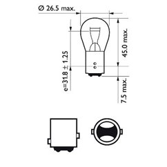 Bec P21/5W 12V/21/5W BAY15D2 buc. Blister Dublu-Fibra Dubla