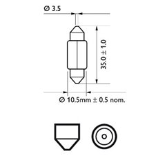 Bec C5W 12V/5W  (Tubular) Baza SV8,5 Festoon Blister 2 buc. Dimensiune 10,5x35mm