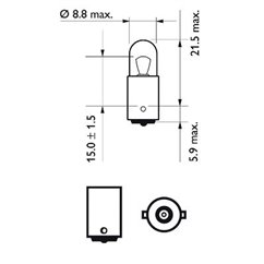 Bec T4W 12V/4W BA9S  2 buc. (Cu Capac Metalic)