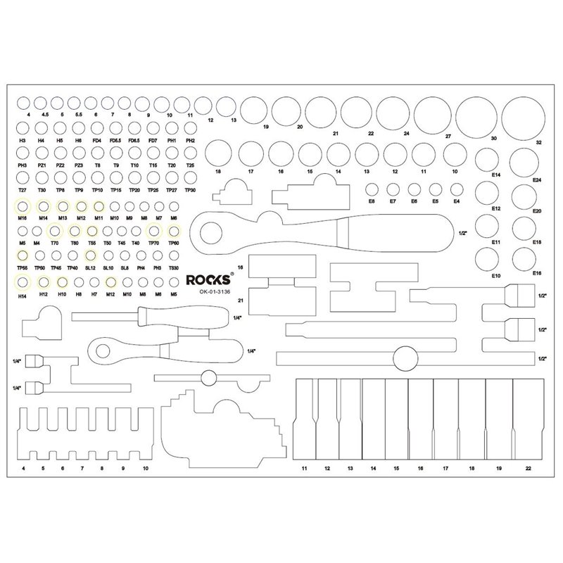 Trusa de scule ROOKS OK-01.3136 