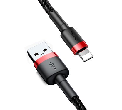 Cablu de Date USB la Lightning 1.5A, 2m - Baseus Cafule (CALKLF-C19) - Red Black