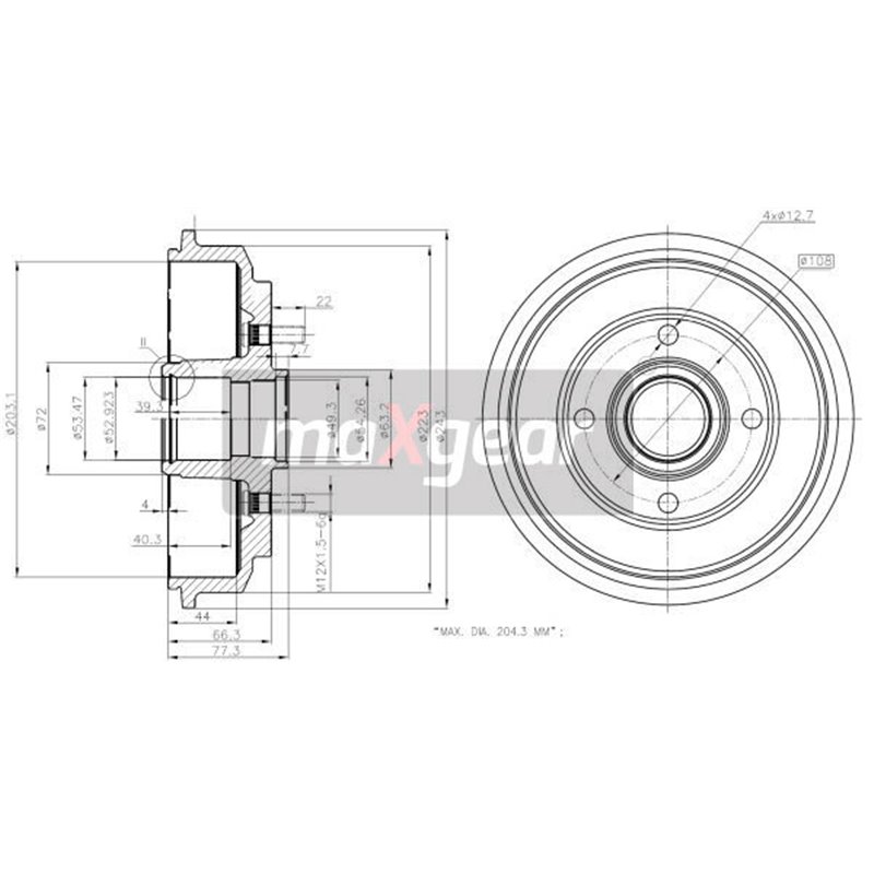 Tambur frana - MAXGEAR 19-2316