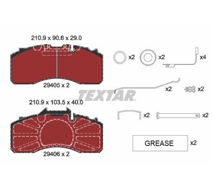 Placute Frana pentru indicator avertizare, cu acceasorii - TEXTAR 2940501 