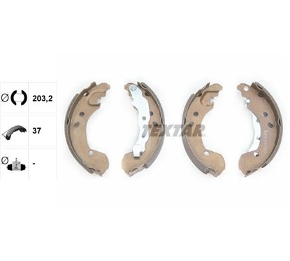 Set saboti frana 203 x 37 mm, cu maneta frana de mana - TEXTAR 91062600 