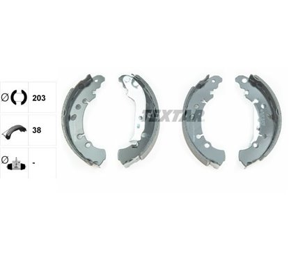 Set saboti frana 203 x 38 mm, cu maneta frana de mana, fara accesorii - TEXTAR 91075000 