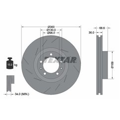 Disc Frana pentru PORSCHE Panamera (970) 360x36mm, 05/07x130, ventilat interior, canelat, acoperit (cu un strat protector), cont