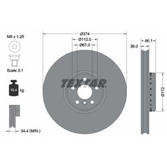 Disc Frana 374x36mm, 05/06x112, Disc Frana din două părți, ventilat interior, acoperit (cu un strat protector), continut ridicat