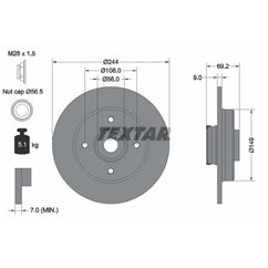 Disc Frana 244x9mm, 04/04x108, plin, acoperit (cu un strat protector) - TEXTAR 92305403 