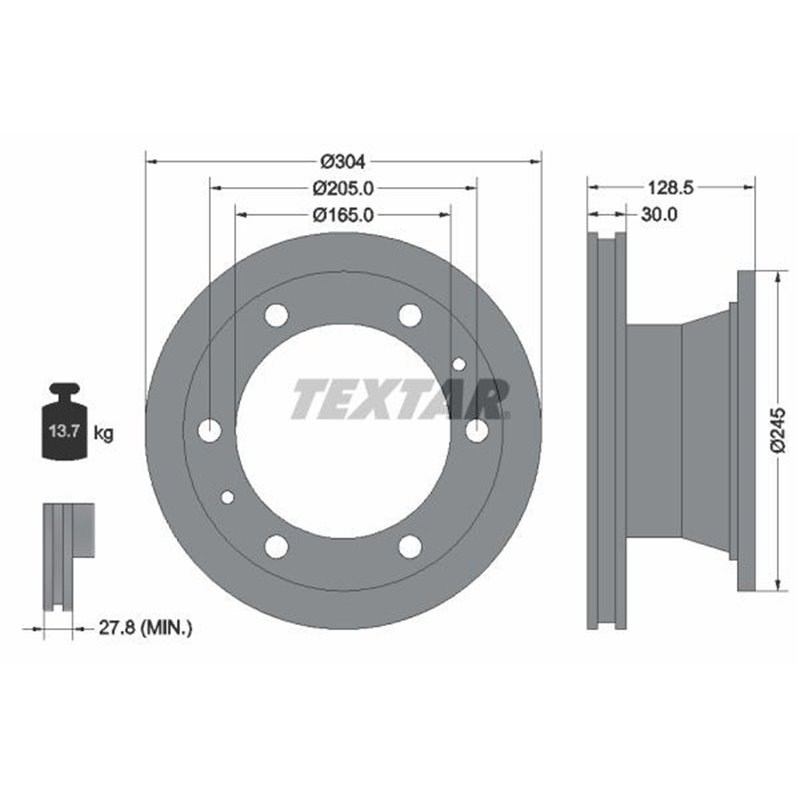 Disc Frana 304x30mm, 06/08x205, ventilat interior - TEXTAR 93084800 