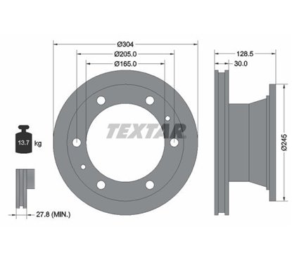 Disc Frana 304x30mm, 06/08x205, ventilat interior - TEXTAR 93084800 