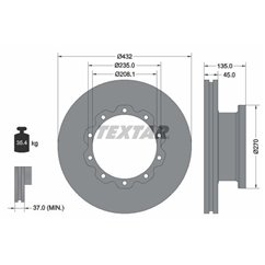 Disc Frana 432x45mm, 10/10x235, ventilat interior - TEXTAR 93087000 