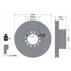 Disc Frana 432x45mm, 12/15x168, ventilat interior - TEXTAR 93087200 