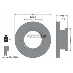 Disc Frana 430x45mm, 10/10x238, ventilat interior - TEXTAR 93087900 