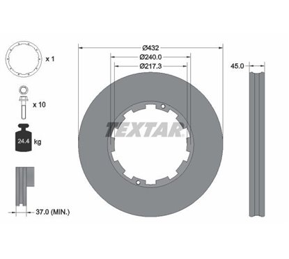 Disc Frana 432x45mm, 10/12x240, ventilat interior - TEXTAR 93145600 