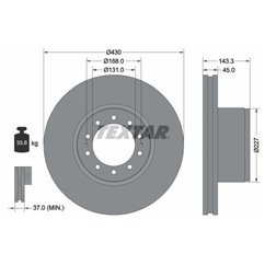 Disc Frana 430x45mm, 10/12x168, ventilat interior - TEXTAR 93186700 