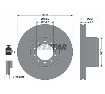 Disc Frana 430x45mm, 10/12x168, ventilat interior - TEXTAR 93186700 