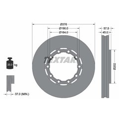 Disc Frana 376x45mm, 10/10x190, ventilat interior - TEXTAR 93193400 