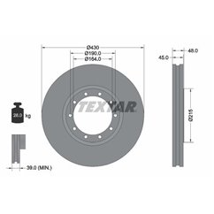 Disc Frana 430x45mm, 10/10x190, ventilat interior - TEXTAR 93193500 