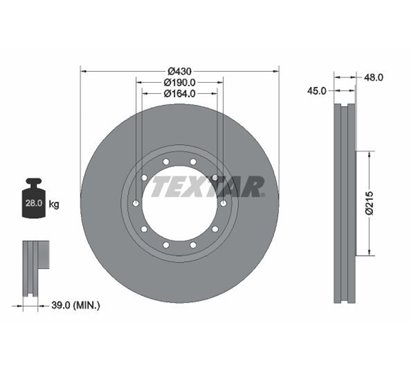 Disc Frana 430x45mm, 10/10x190, ventilat interior - TEXTAR 93193500 