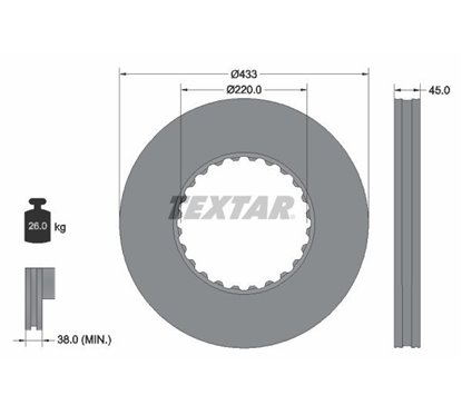 Disc Frana 433x45mmx234, ventilat interior - TEXTAR 93272000 