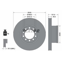 Disc Frana 430x45mm, 10/12x168, ventilat interior - TEXTAR 93291200 