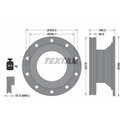 Disc Frana 375x45mm, 10/10x335, ventilat interior - TEXTAR 93308800 