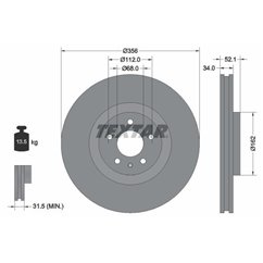 Disc Frana AUDI A8, A7, A6 356x34mm, 05/06x112, ventilat interior, acoperit (cu un strat protector), continut ridicat de carbon 