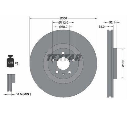 Disc Frana AUDI A8, A7, A6 356x34mm, 05/06x112, ventilat interior, acoperit (cu un strat protector), continut ridicat de carbon 