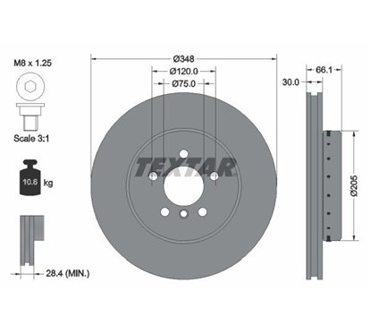 Disc Frana BMW Seria 5, Seria 6 348x30mm, 05/06x120, ventilat interior, Disc Frana din două părți, acoperit (cu un strat protect