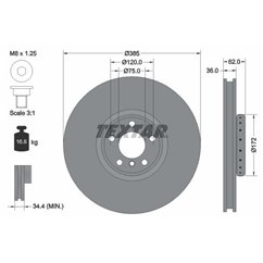 Disc Frana BMW X5, X6 385x36mm, 05/06x120, Disc Frana din două părți, ventilat interior, acoperit (cu un strat protector), conti