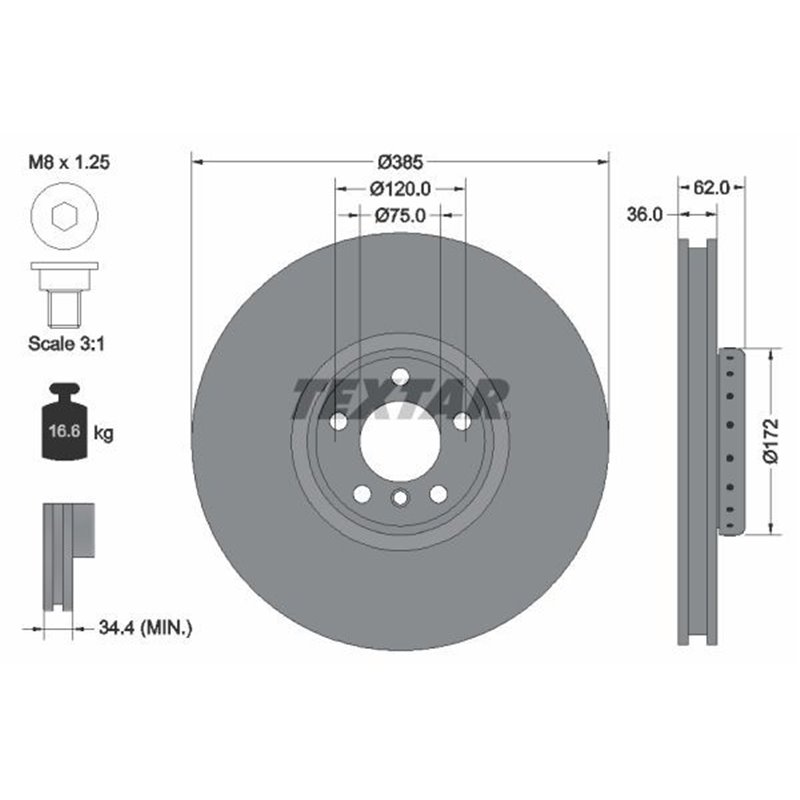 Disc Frana - BMW X5, X6 385x36mm, 05/06x120, Disc Frana - din două părți, ventilat interior, acoperit (cu un strat protector), c