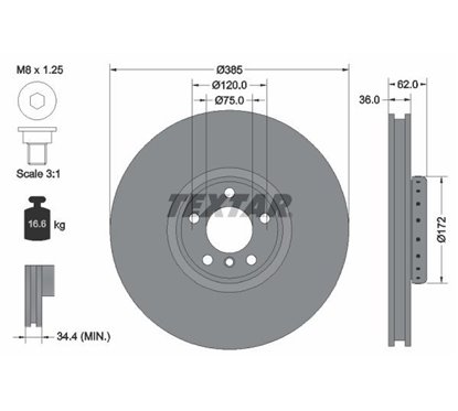 Disc Frana BMW X5, X6 385x36mm, 05/06x120, Disc Frana din două părți, ventilat interior, acoperit (cu un strat protector), conti