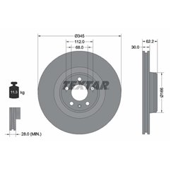 Disc Frana AUDI A6 C7 Allroad (4GH, 4GJ) 345x30mm, 05/06x112, ventilat interior, acoperit (cu un strat protector), continut ridi