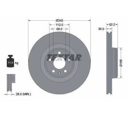 Disc Frana AUDI A6 C7 Allroad (4GH, 4GJ) 345x30mm, 05/06x112, ventilat interior, acoperit (cu un strat protector), continut ridi