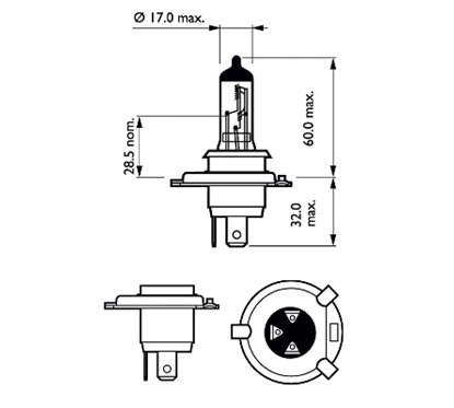 Bec Far H4 P43T 60/55W 12V Vision (Blister) Philips