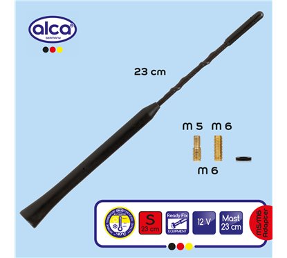 Antena Auto Exterior Neagra 23Cm Cu 2 Adaptoare (5-6Mm)