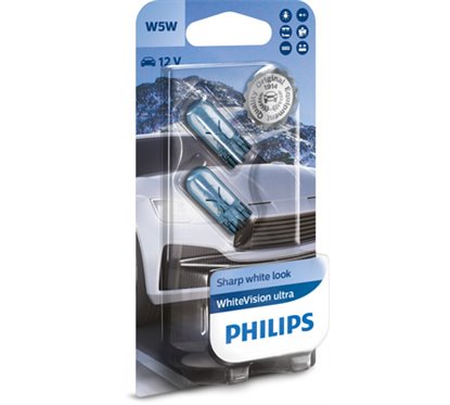 Set 2 Becuri Fara Soclu W5W 12V (Blister) White Vision Ultra Philips